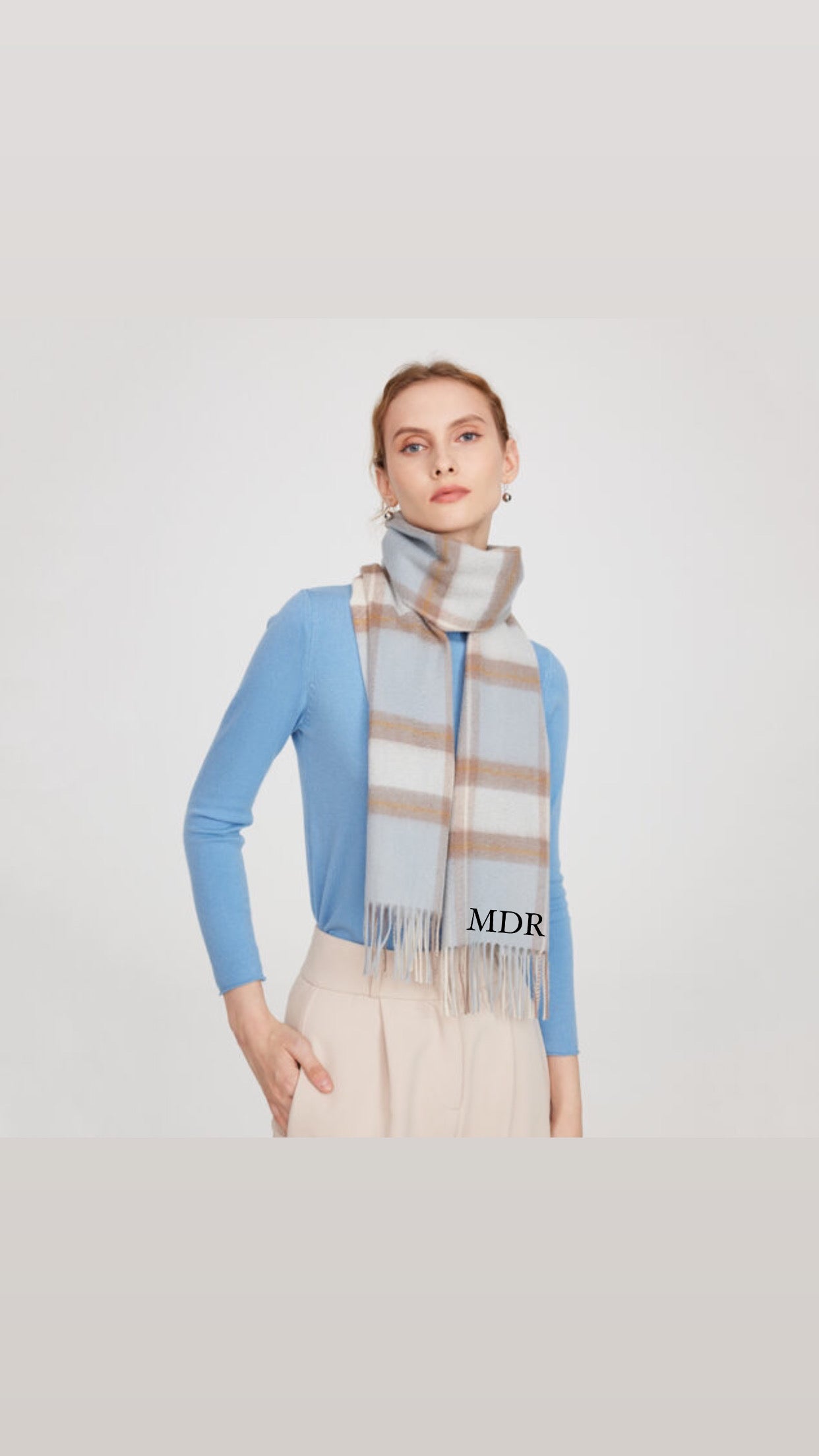 Baby Blue Plaid Cashmere blend