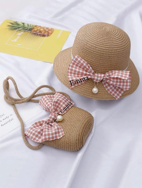 Girl’s Personalized Beach Bag and Sun Hat Set