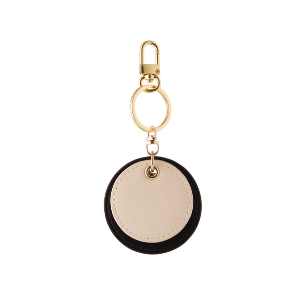 Black/Cream Double Round Circular Bag Charm/ Keychain