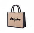 Load image into Gallery viewer, XLarge Personalized Waterproof Burlap Tote - Black Trim
