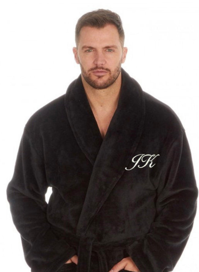 Mens Black Personalized Plush Gown