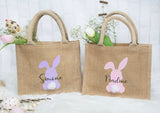 Personalized Easter Basket Jute Bag - Pink