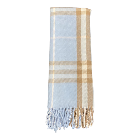 Baby Blue Plaid Cashmere blend