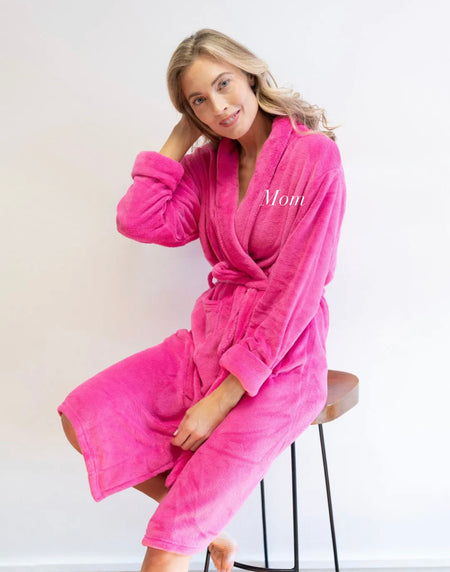 Ladies Black Customized Robe with Pink Trimming