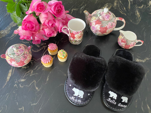 Mama Bear and Babies Personalized Slippers