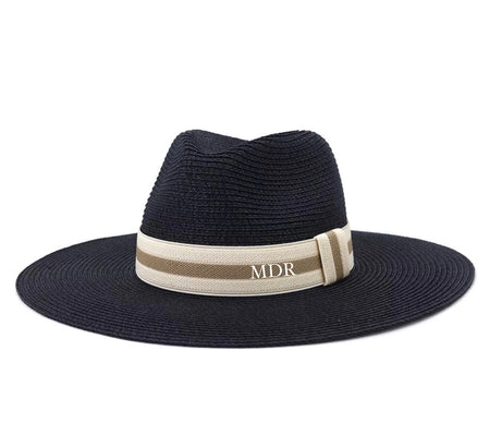 Mykonos Personalized Beige Panama Hat with Bow Ribbon