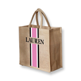 Load image into Gallery viewer, Medium Personalized Waterproof Burlap ToteCeam Trim
