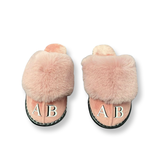 Pink  Double Initial Slippers