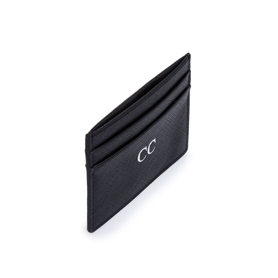 Personalized Black Leather Cardholder