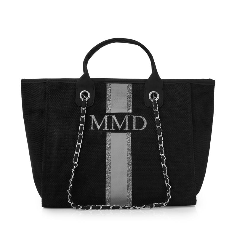 pcd. Striped Canvas Tote Bag - Black