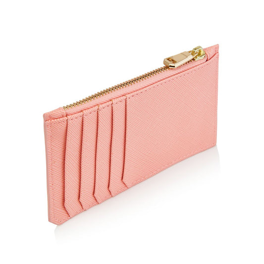 Coral Card Holder with zipper