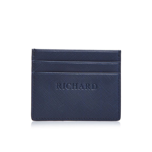 Navy Personalized Leather Cardholder