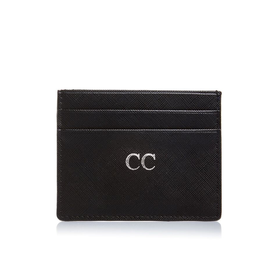 Black Leather Personalized Cardholder